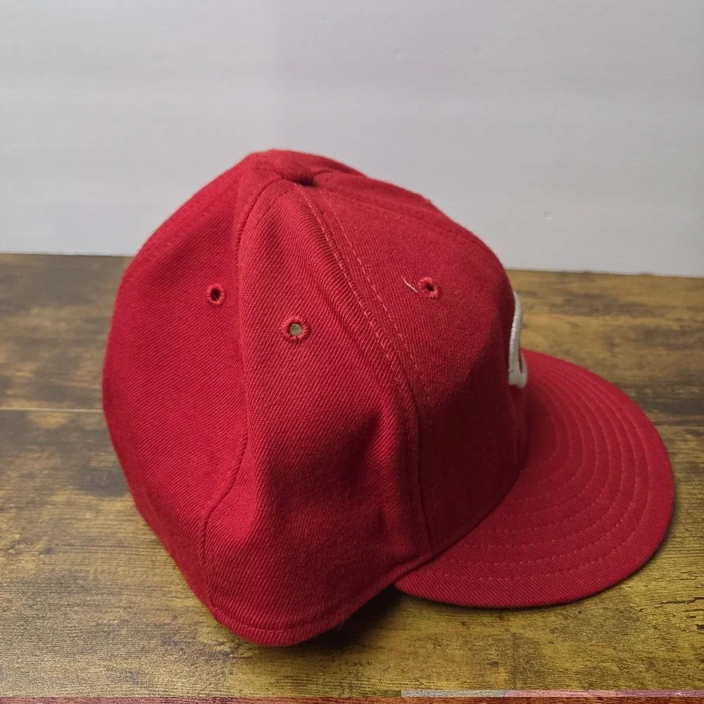 Vintage Cincinnati Reds New Era 59FIFTY Fitted Hat 100% Wool Size 7 1/2 Red USA